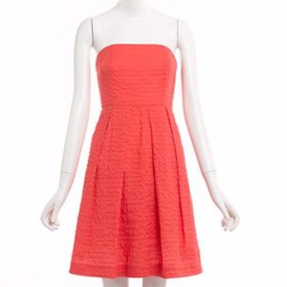 J. Crew Factory Deco Dot Strapless Dress Coral Orange - Size 4